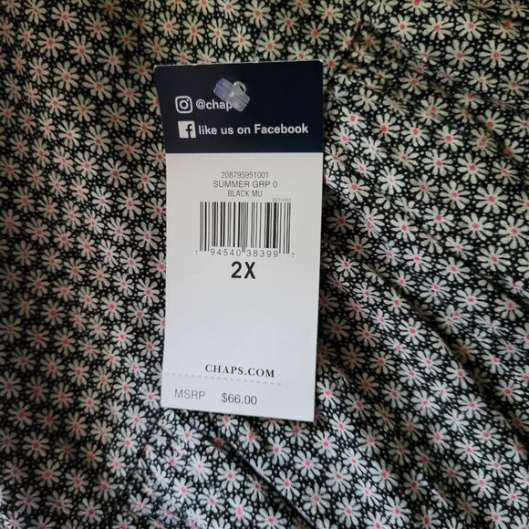 NWT's Chaps Navy & White Daisy Floral Peasant Top with Ruffled Bottom Size 2X - Picture 6 of 8